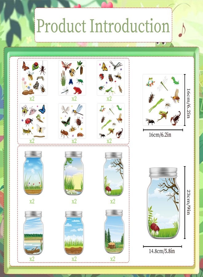 InIsaJace Insects Stickers Crafts, 24PCS Nature Scene DIY Summer Craft Jar Sticker Make Your Own with Butterfly Bee Ladybug Flower for Home Game Activities - Image 2
